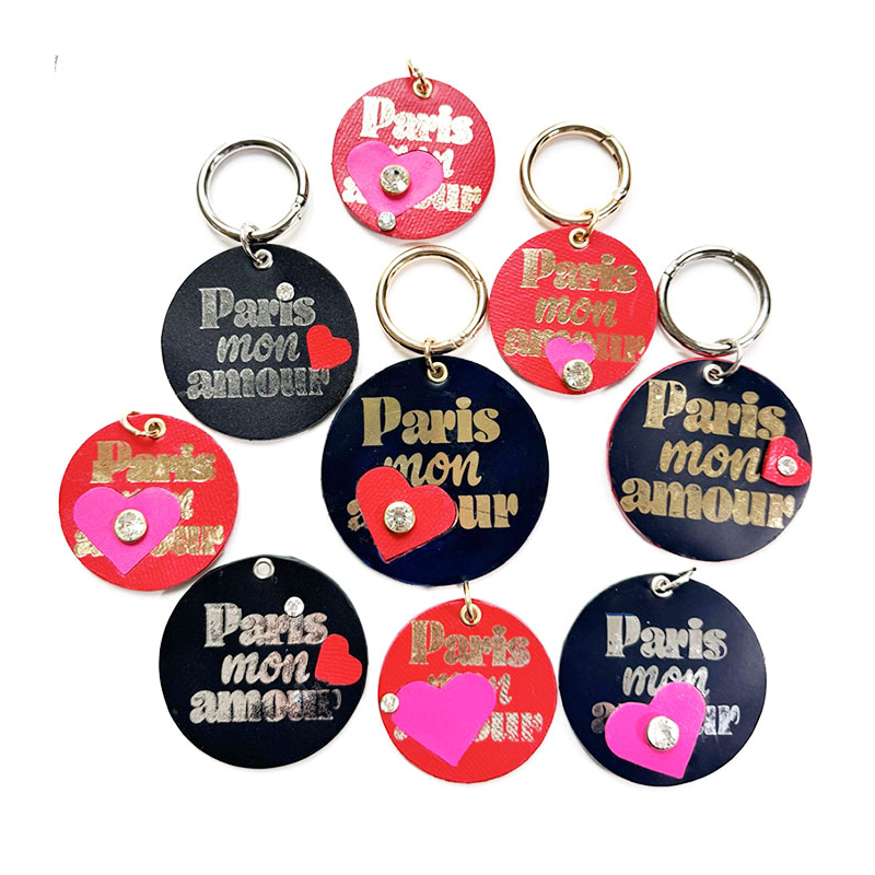 porte clé paris mon amour cuir argent marquage