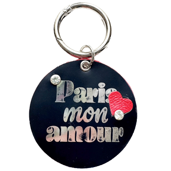 Keyring Paris Mon Amour upcycled leather