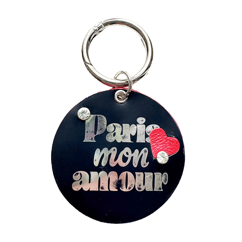 Keyring Paris Mon Amour upcycled leather