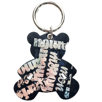 Bear Graffiti Silver leather charm, handmade in Paris