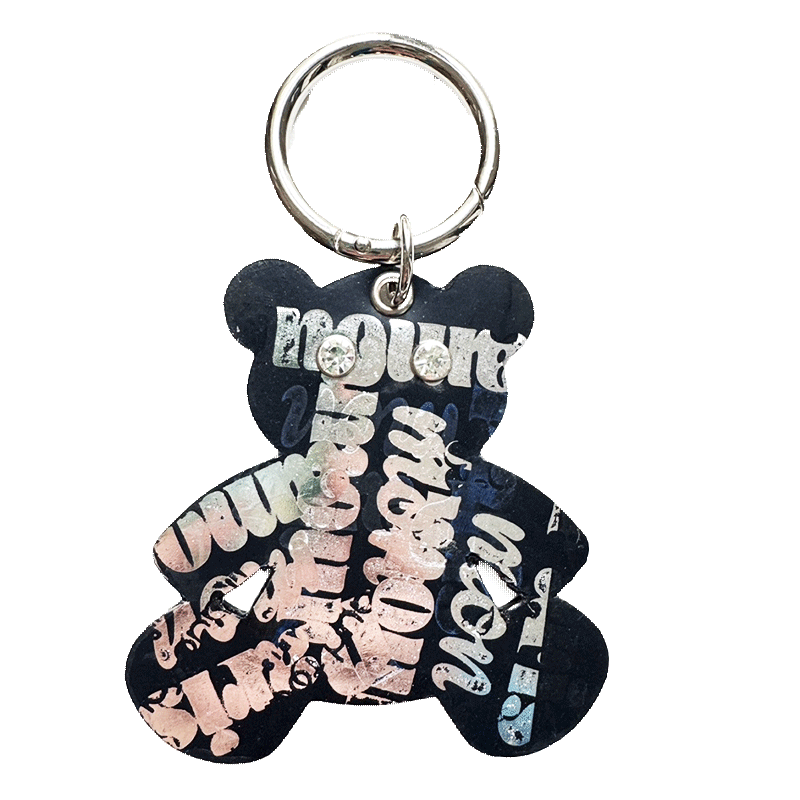 Bear Graffiti Silver leather charm, handmade in Paris