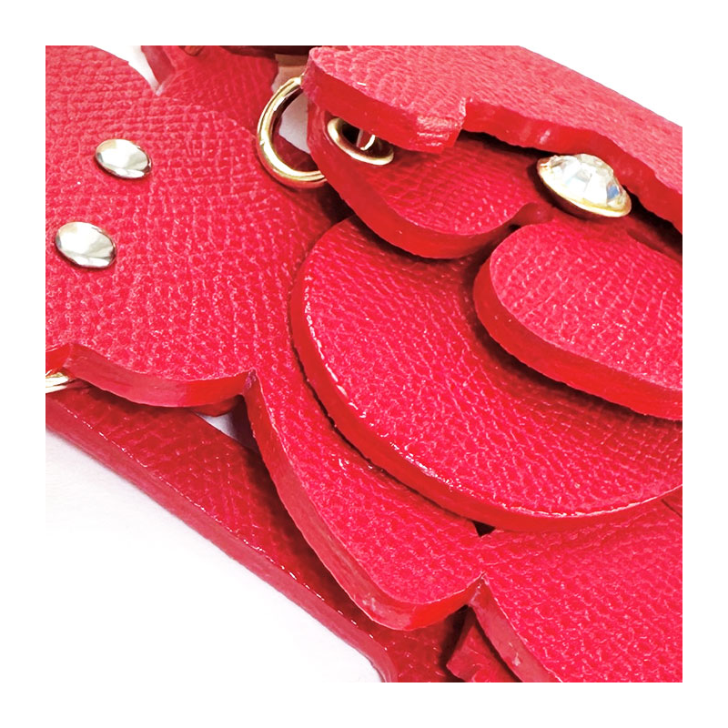 Bear Crystal Eyes leather bag charm , handmade in Paris