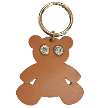 Bear Bag charm upcycled camel leather
