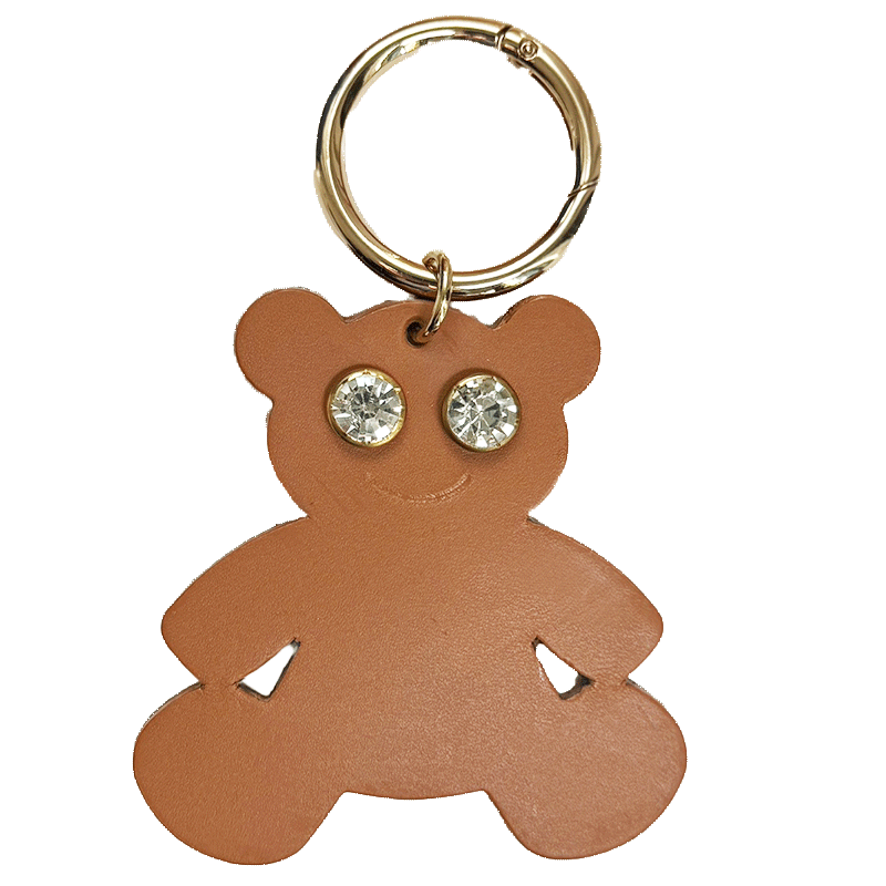 Bear Bag charm upcycled camel leather
