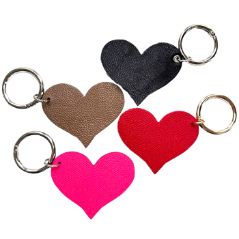 Upcycled leather heart keyring