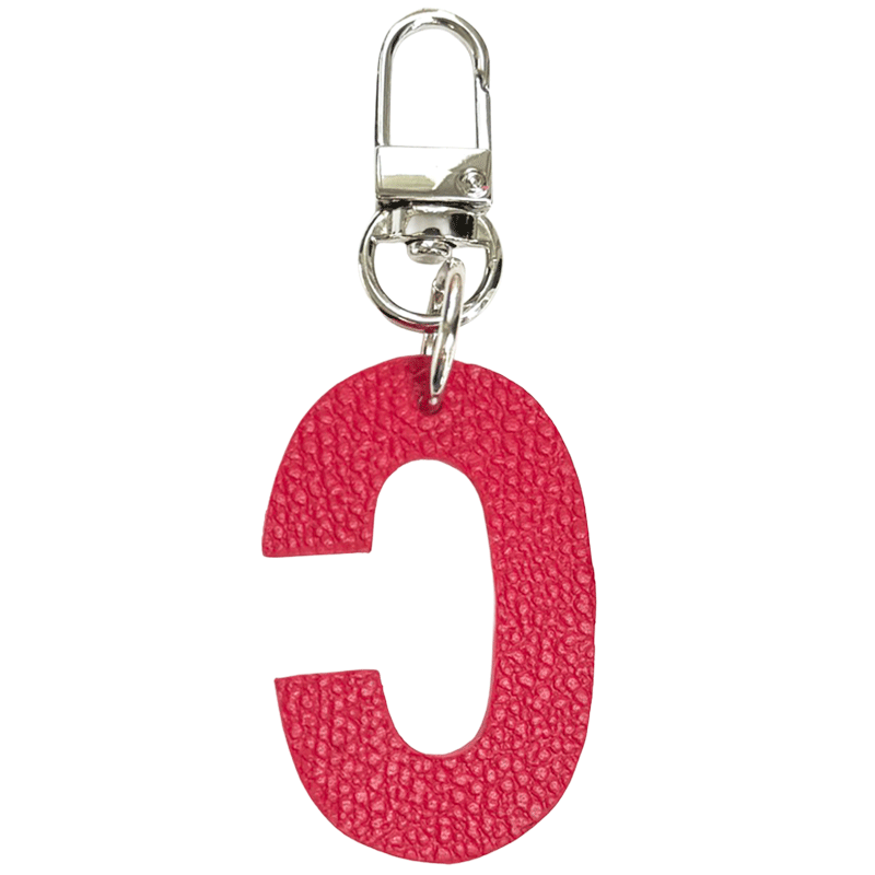 Artisan bag charm with red edges, unique piece