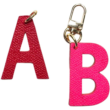 Leather Bag Charm – Letter Keychain, Two-Tone