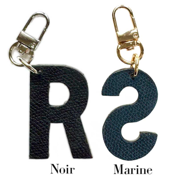Bijou de sac/ Porte-clé Initiale en cuir bicolore