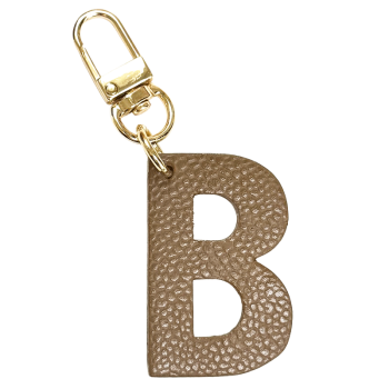 Bijou de sac lettre personnalisée, pièce unique cuir taupe, Made in France
