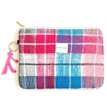 Protection ordinateur 13", tissu recyclé, doublure coton avec gri-gri cuir