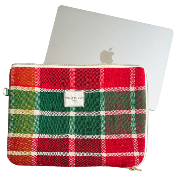 13'' laptop sleeve recycled red fabric maud fourier paris