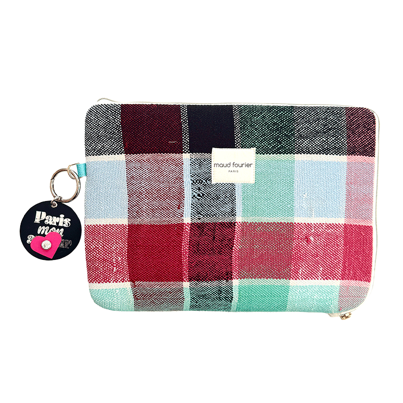 Protection ordinateur 13", tissu recyclé, doublure coton