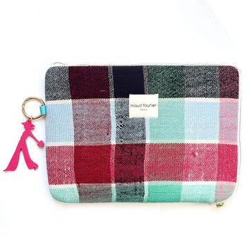 13'' laptop sleeve recycled fabric maud fourier paris handmade