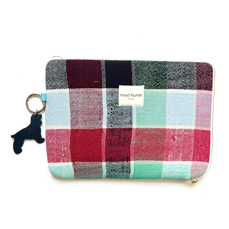 13'' laptop sleeve recycled fabric maud fourier paris with dog bag charm