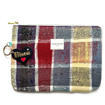 Artisan laptop sleeve, unique pattern, Made in France, upcycled berber blanket