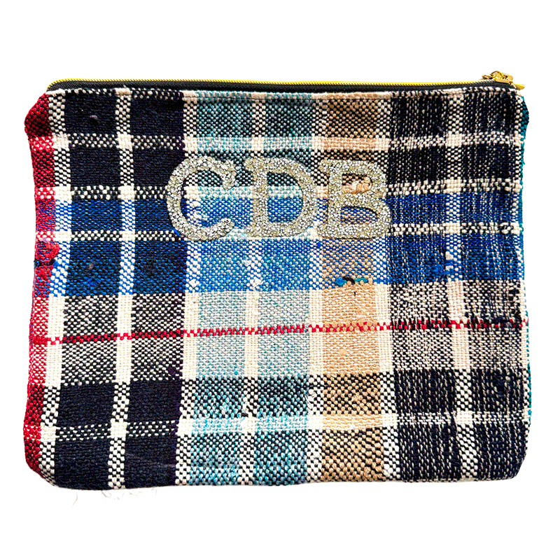 trousse tissu recycle initiales strass maud fourier maide in france