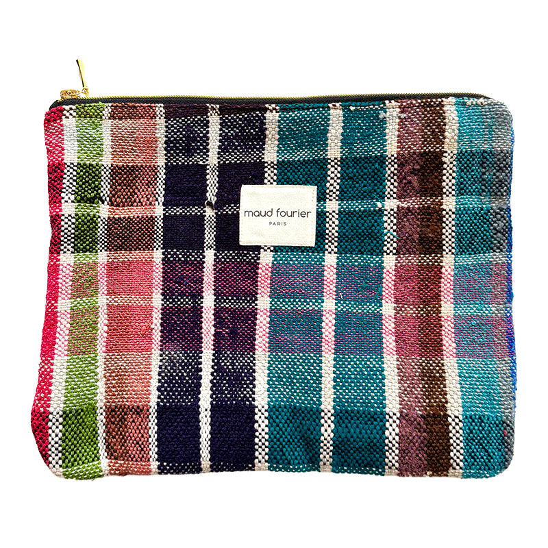 trousse a maquillage artisanale, tissu upcyclé, initiales strass, maud fourier