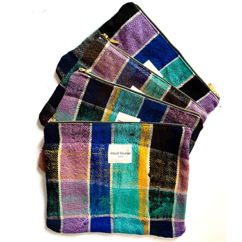 Grande pochette en plaids berbères vintage multicolores – pièce unique