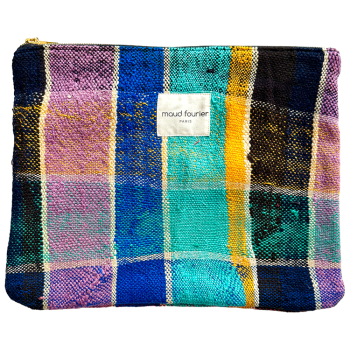 Handcrafted makeup pouch in upcycled fabric, made in France, unique piece