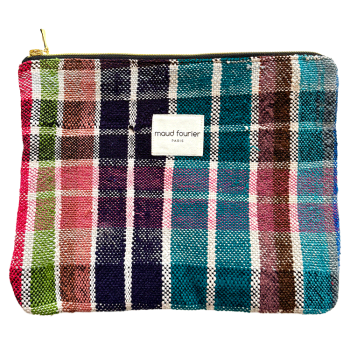 Trousse artisanale colorée, motif unique