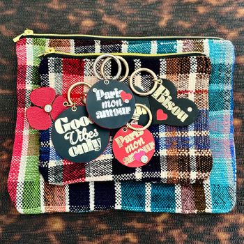 Handmade makeup pouch in upcycled fabric