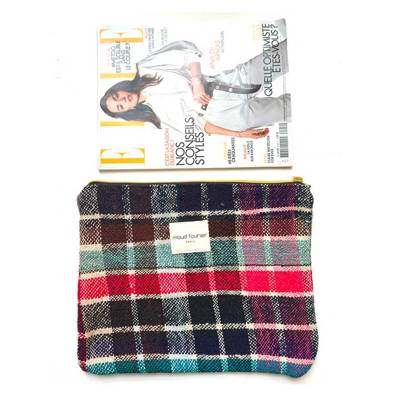 taille trousse maquillage en tissu recyclé multicolore