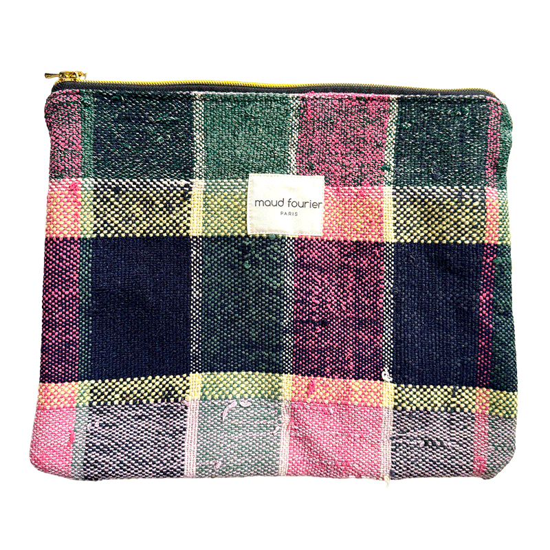 Trousse de maquillage artisanale multicolore en tissu upcyclé – Made in France