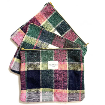 Handcrafted makeup pouch in upcycled fabric made in france