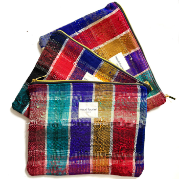 Handcrafted makeup pouch in upcycled fabricmade in france