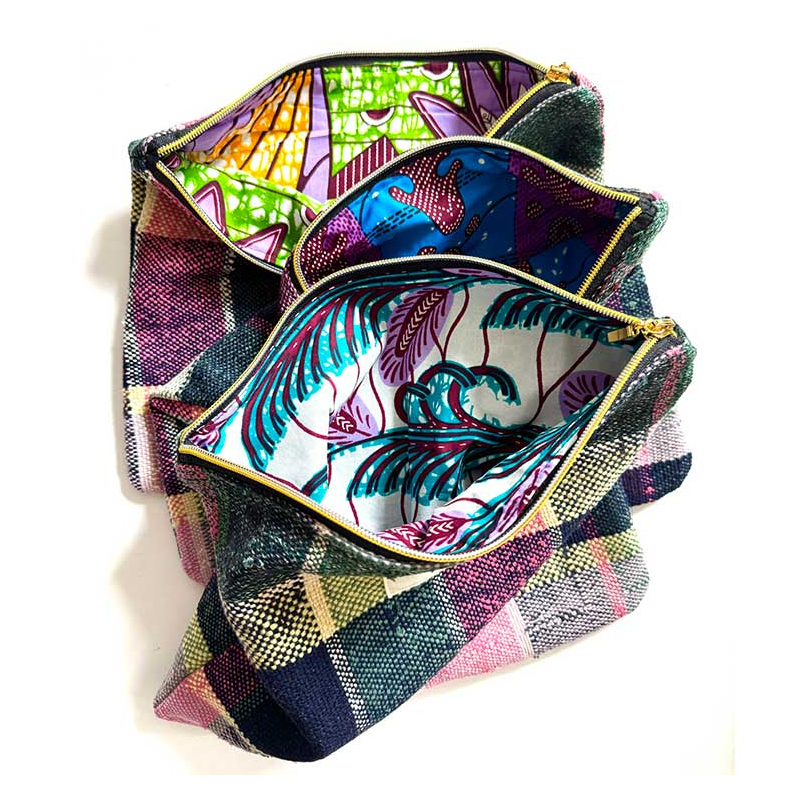 lining make up artisan pouch, unique pattern, customizable