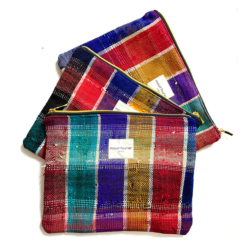 handmade make up artisan pouch, unique pattern, customizable