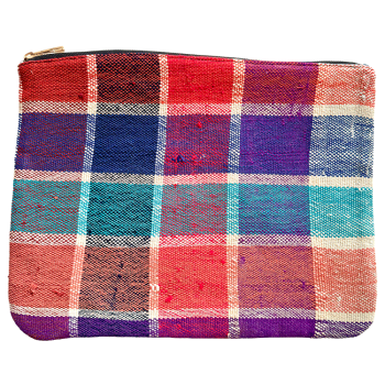Trousse de maquillage artisanale multicolore en tissu upcyclé – Made in France