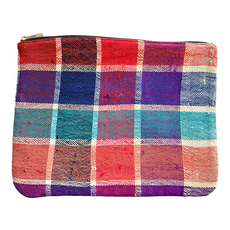Trousse de maquillage artisanale multicolore en tissu upcyclé – Made in France