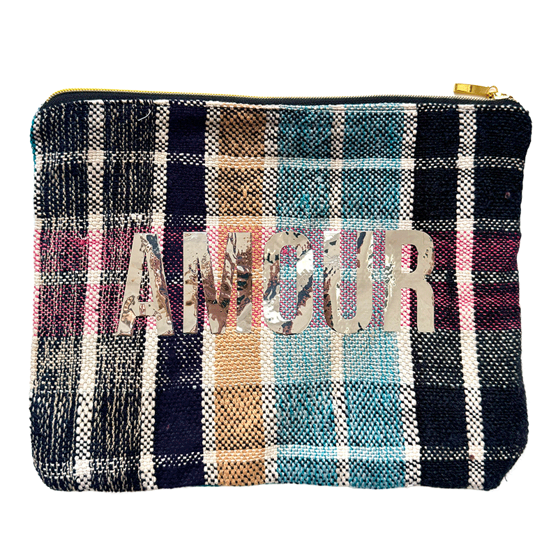 multicolore Make up pouch handmade in france with amour