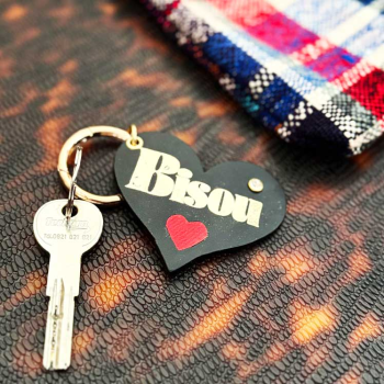 Heart Bisou - Leather bag charm