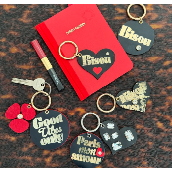 Heart Bisou - Leather bag charm