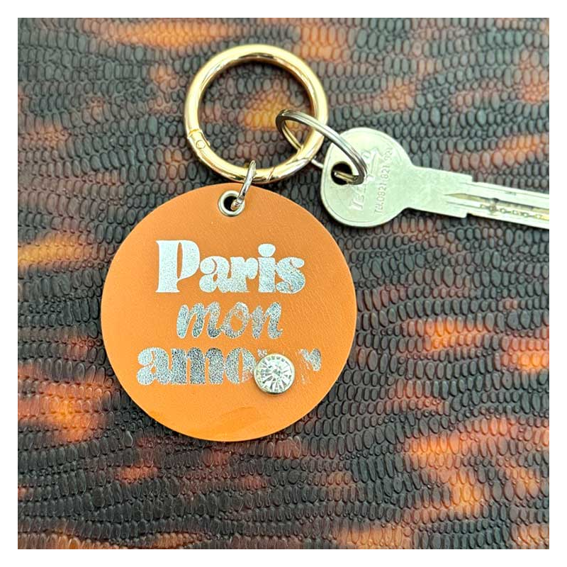 bijou de sac paris mon amour cuir camel marquage argent