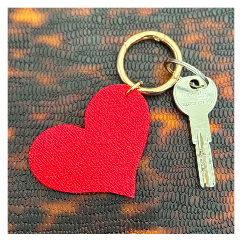 Upcycled leather heart keyring