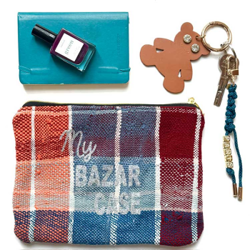 Trousse de maquillage artisanale multicolore en tissu upcyclé – Made in France