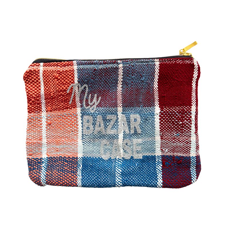 pochette en plaids berbères vintage multicolores – pièce unique