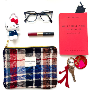 Handmade makeup pouch in upcycled fabric made in paris