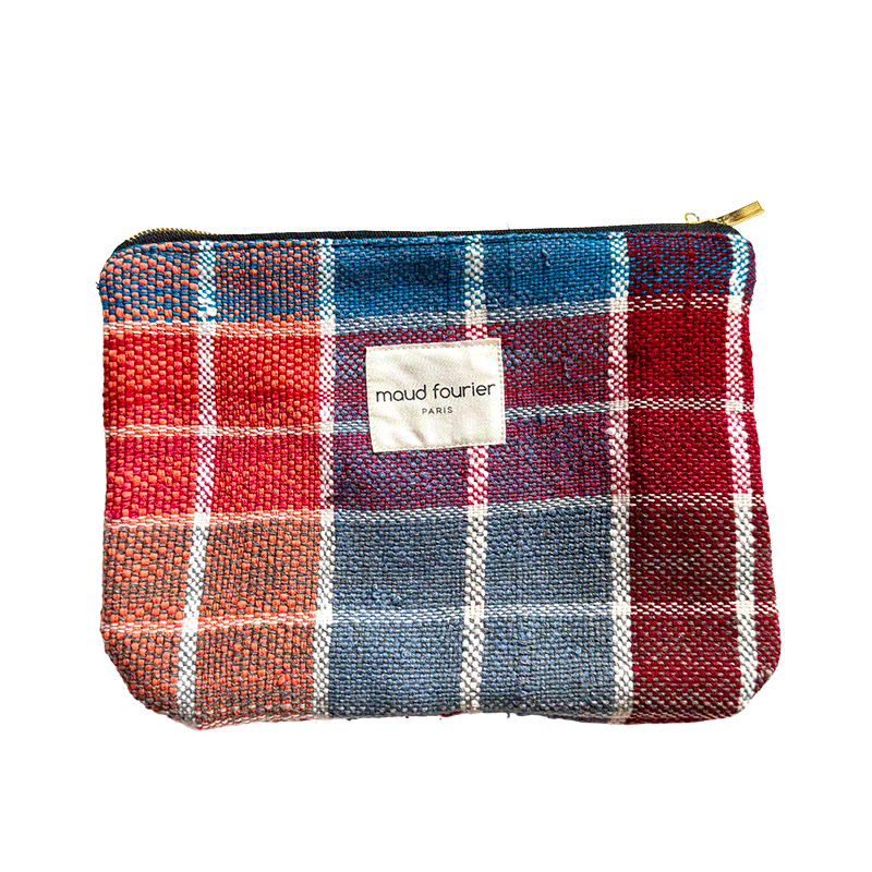 Small Handmade makeup pouch in upcycled fabric