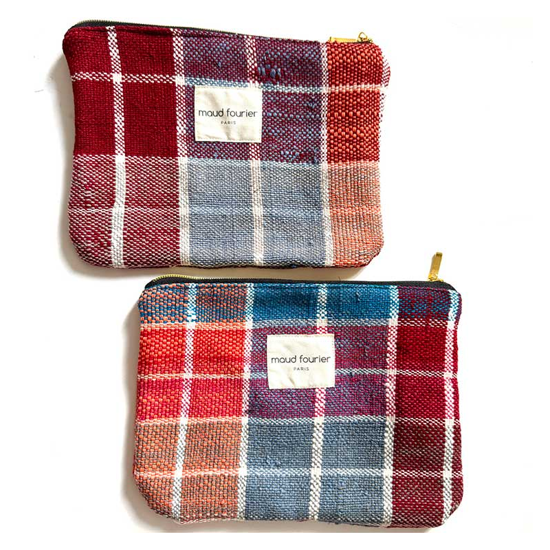Small Handmade makeup pouch in upcycled fabric made in france
