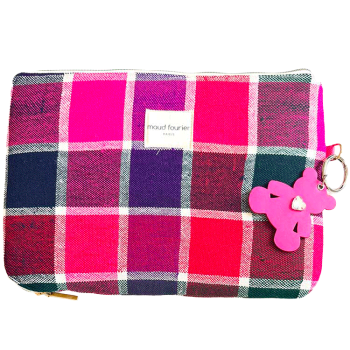 Protection ordinateur 13", tissu recyclé, doublure coton anneau cuir