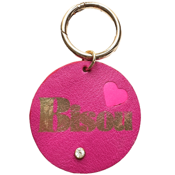 porte clés bisous cuir upcycle teinture tranche