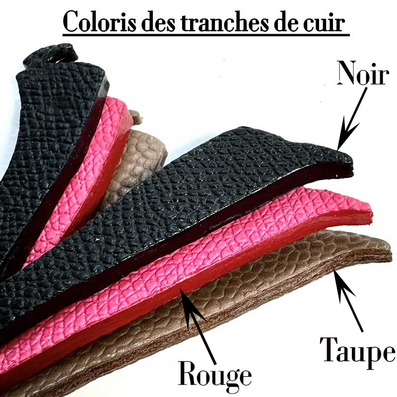 Double-sided leather Bear Crystal Eyes – hand-finished edges, Made in Paris