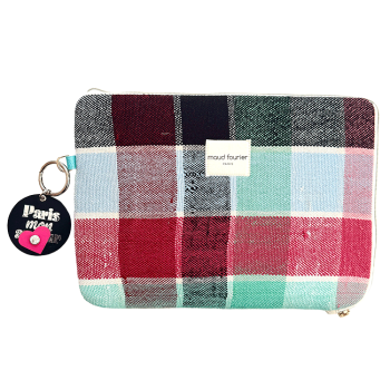 Porte-clé “Paris mon amour” en cuir upcyclé marine