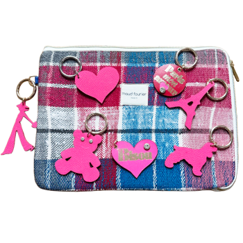 Eiffel Tower - Upcycled pink and red Leather bag charm