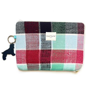 Little dog - Leather Bag charm upcycled leather on laptop sleeve