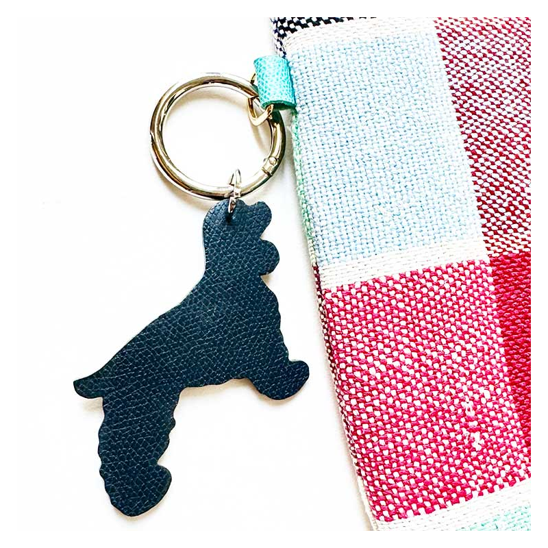 Little dog - Leather Bag charm upcycled leather made in france